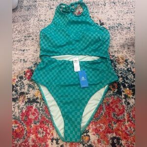 Cupshe Green Checkered One Piece Swimsuit